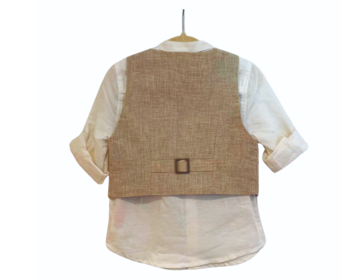M&S Beige Linen Waistcoat, Shirt & Trouser Set - BRAND NEW