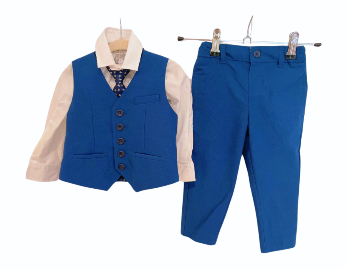 Monsoon Royal Blue Waistcoat, Shirt, Tie & Trouser Set