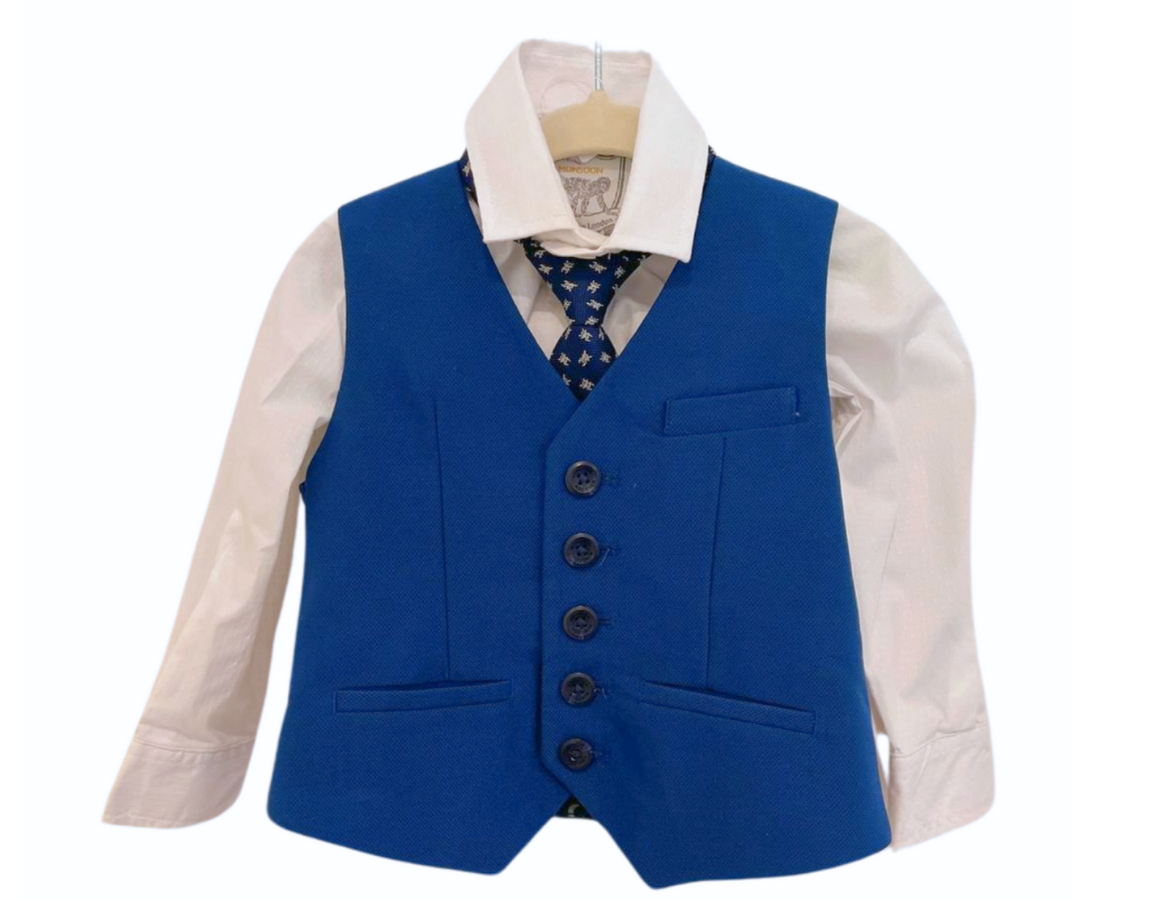 Monsoon Royal Blue Waistcoat, Shirt, Tie & Trouser Set