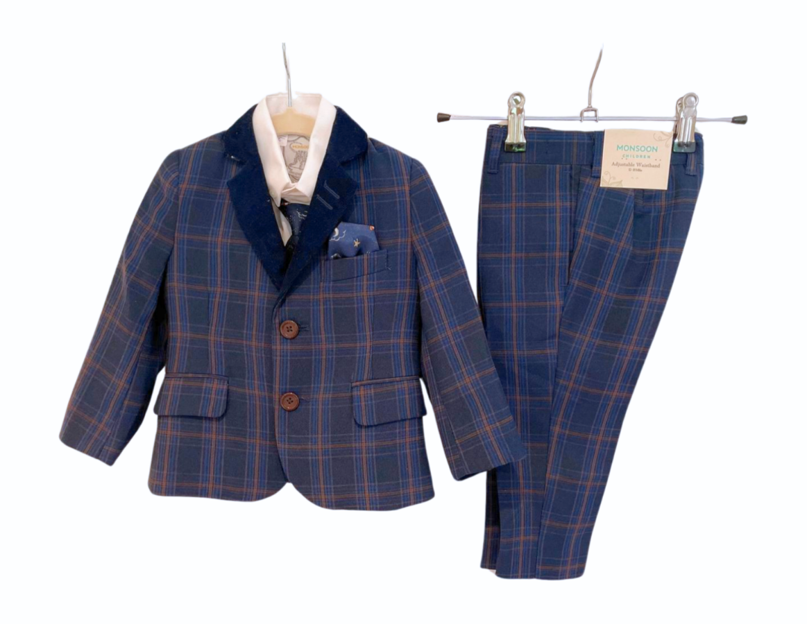 Monsoon Checked Suit with Shirt & Tie