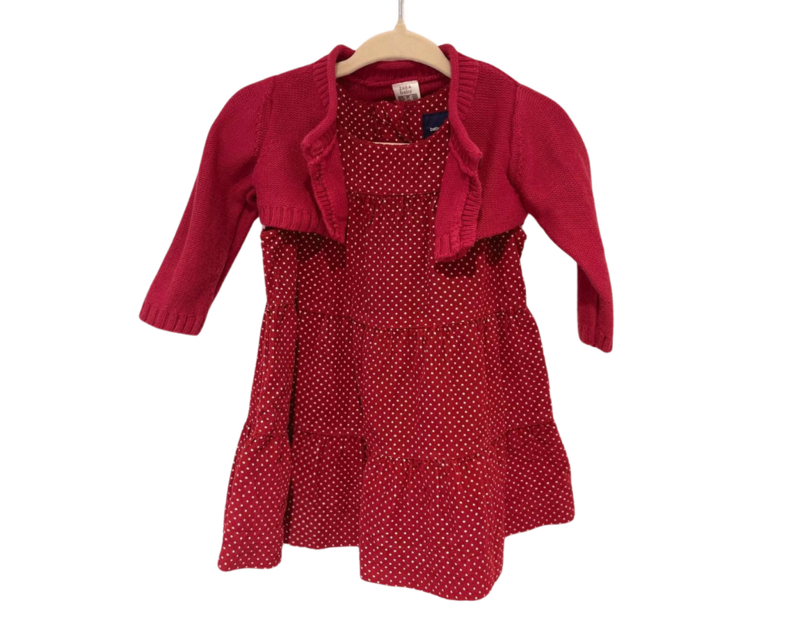 Zara Corduroy Dress, Pants & Cardigan Set