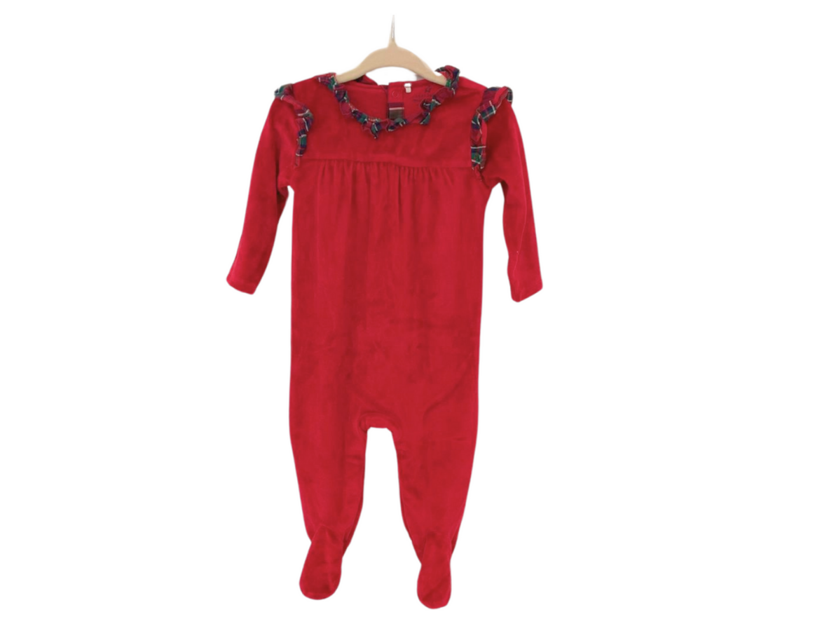 Next Velour & Tartan Baby Grow