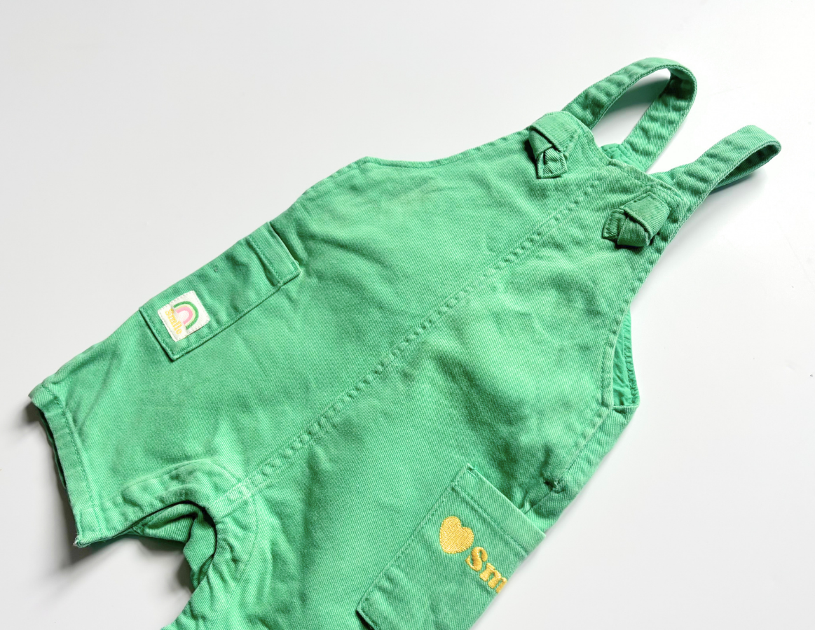M&S girls bright green dungarees