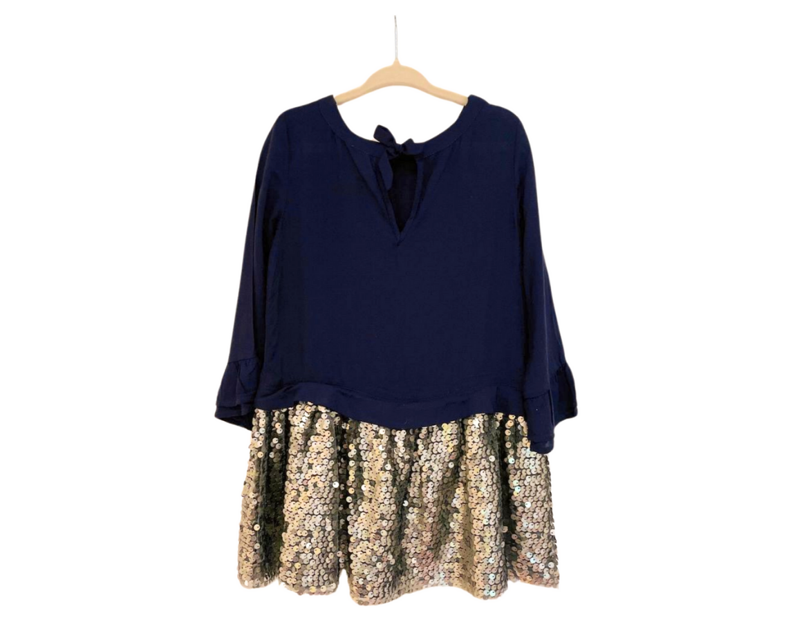 John Lewis Navy Blue and Sequin Party Dress