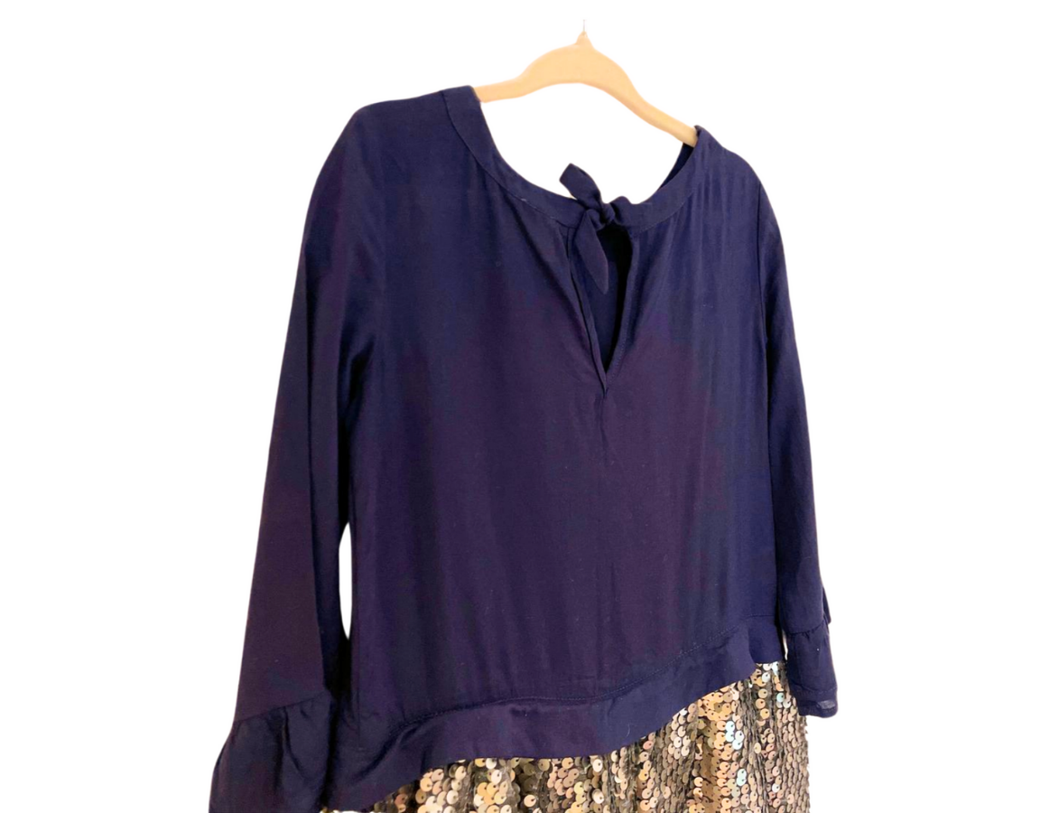John Lewis Navy Blue and Sequin Party Dress
