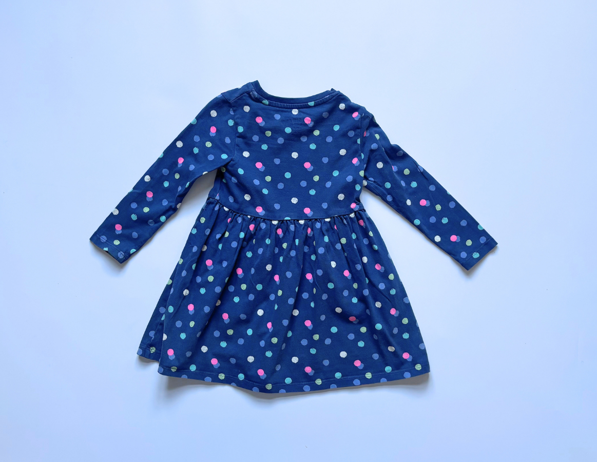 M&S girls navy polka dot dress