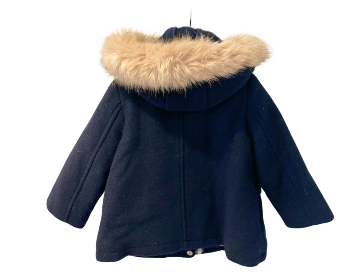 Zara Corduroy Coat with Faux Fur Hood