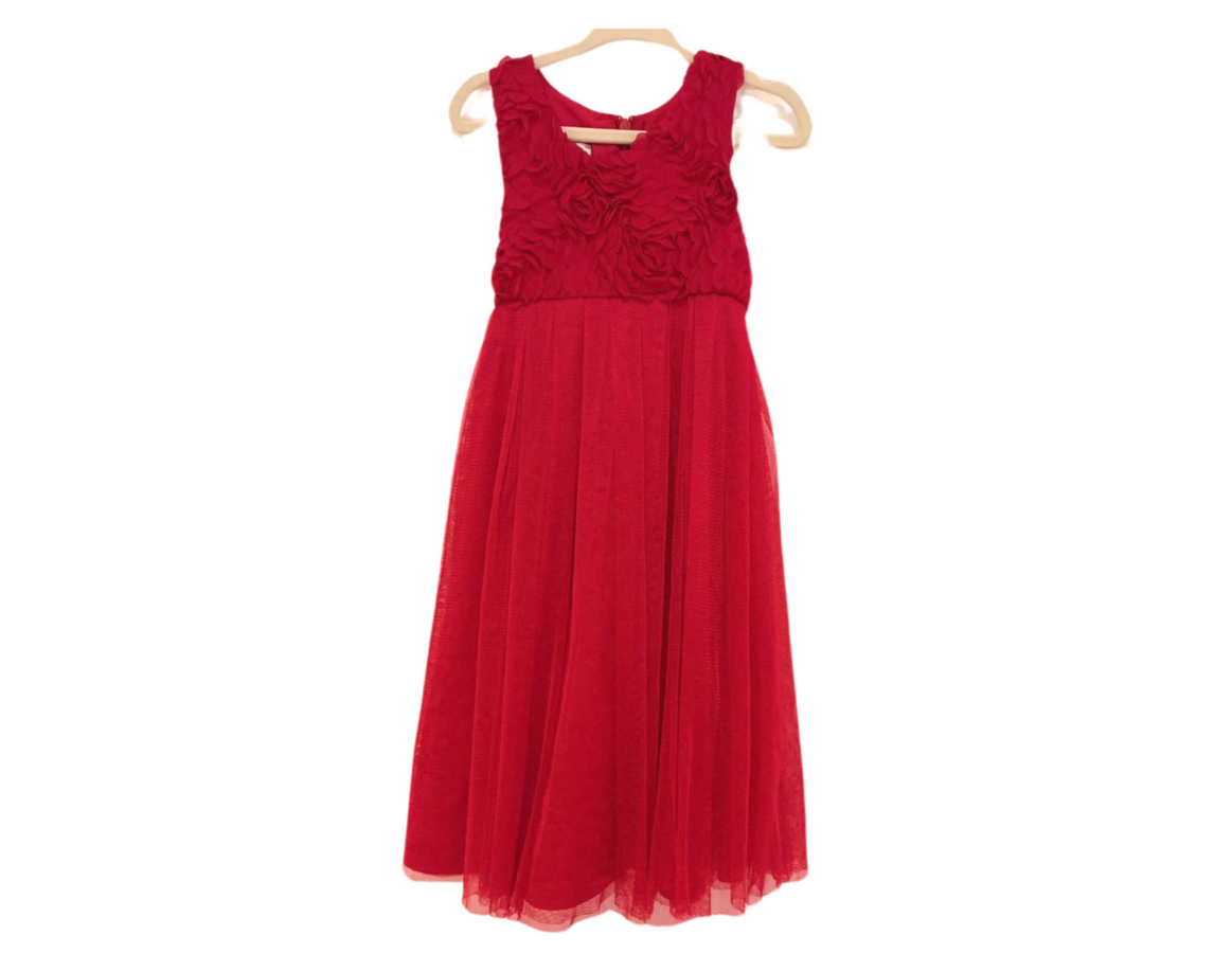 Monsoon Red Floral and Tulle Party Dress