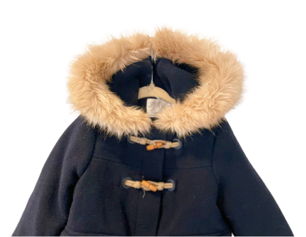 Zara Corduroy Coat with Faux Fur Hood