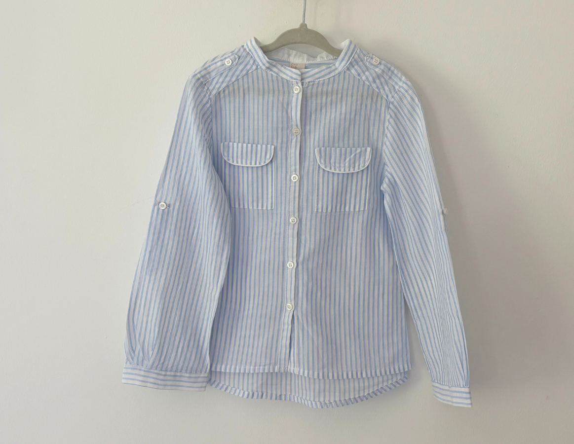 Zara Striped Collarless Shirt