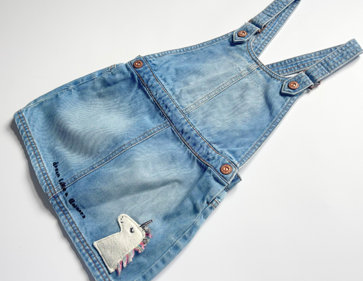 Next girls denim dungaree dress