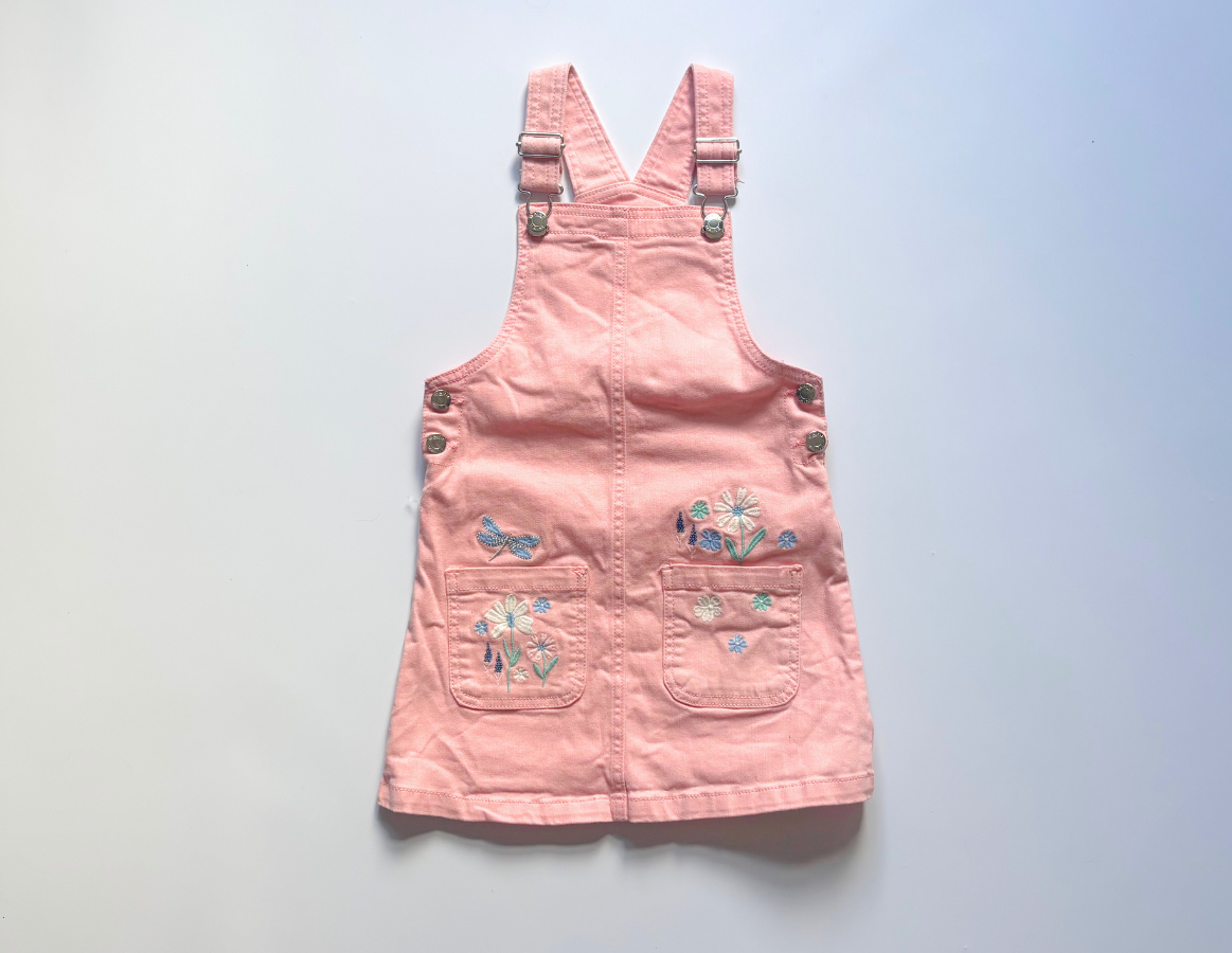 Maine embroidered girls summer dungaree dress