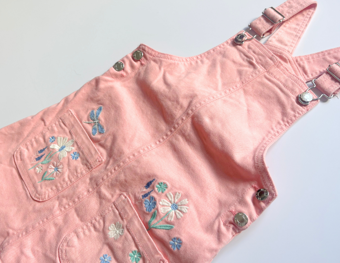 Maine embroidered girls summer dungaree dress