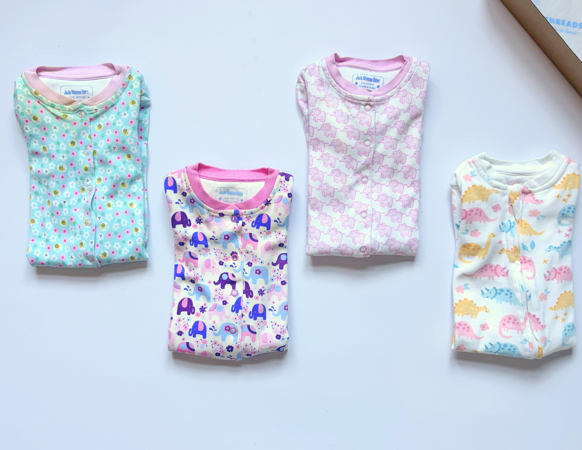 JoJo Maman Bebe Girls Spring Sleepsuit Selection 3-6m