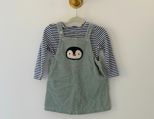 John Lewis Penguin Corduroy Dress & Vest Set