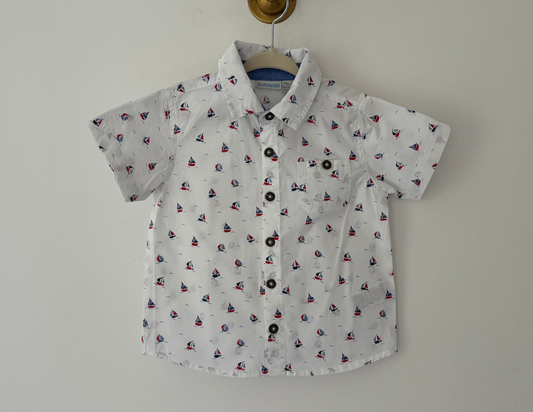 JoJo Maman Bebe Cotton Boat Print Shirt