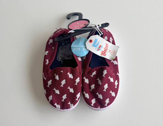 Little Rebel Burgundy Fish Print Canvas Shoes
