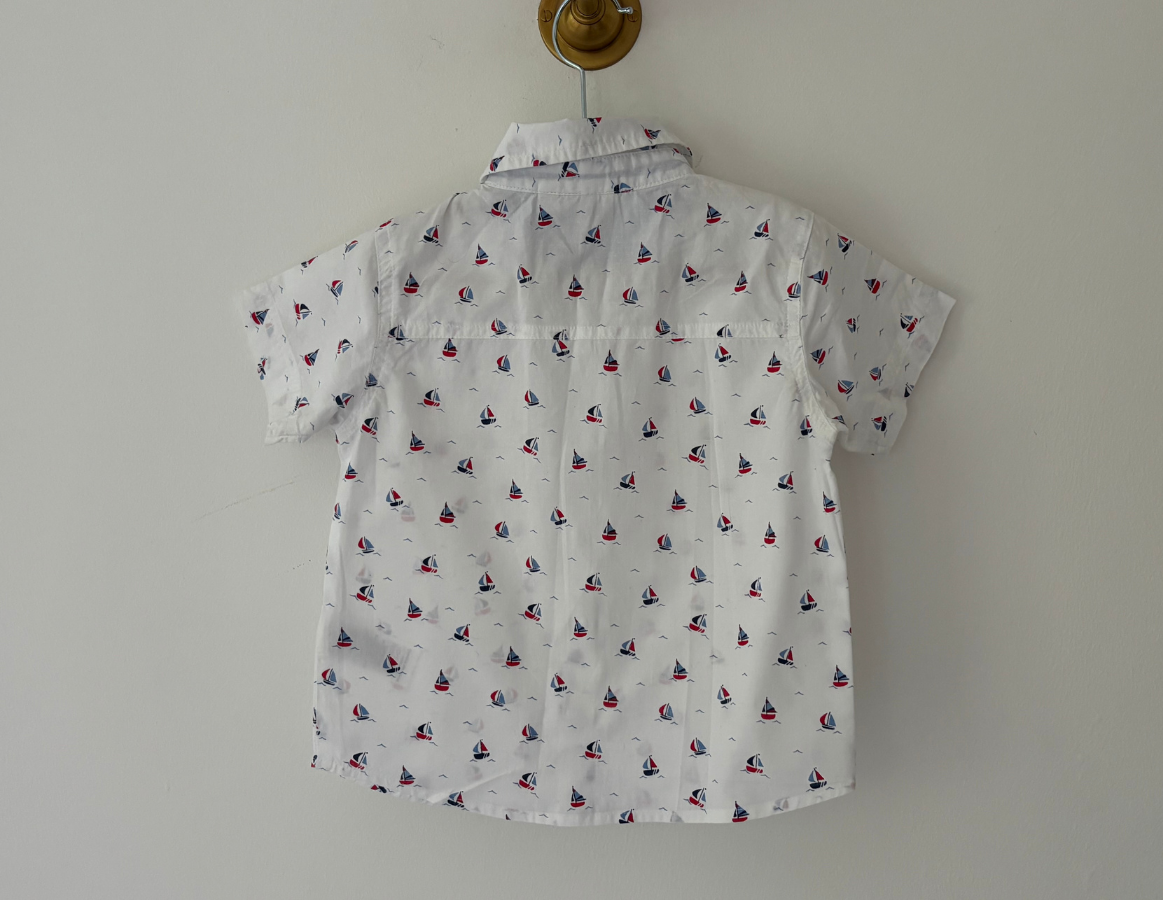 JoJo Maman Bebe Cotton Boat Print Shirt