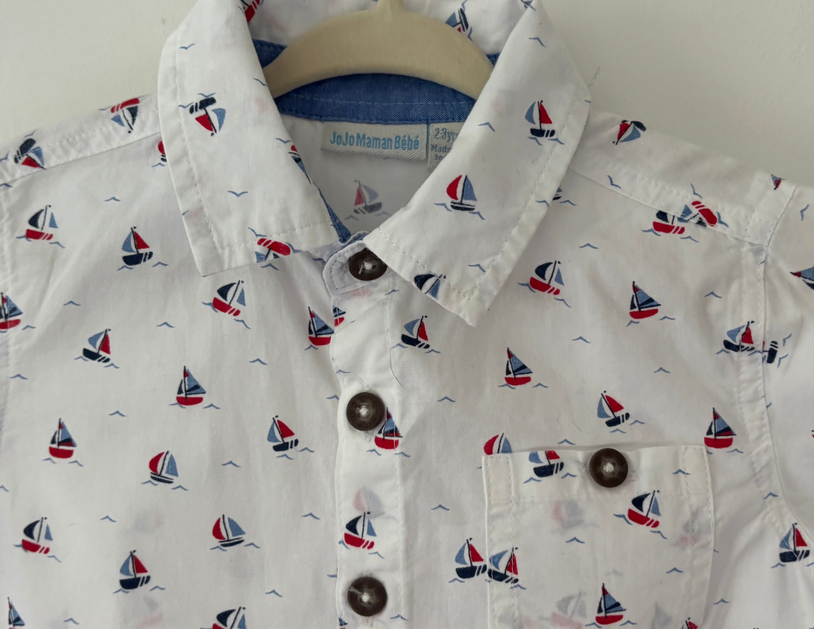 JoJo Maman Bebe Cotton Boat Print Shirt