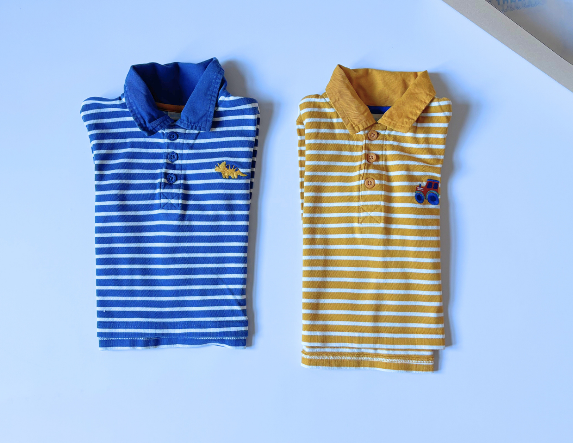 JoJo Maman Bebe Boys Collared T-Shirt Duo 6-12m