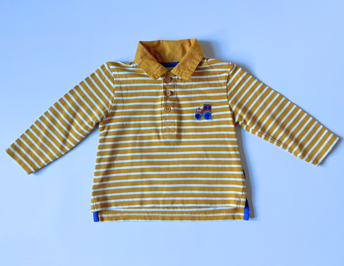 JoJo Maman Bebe Boys Collared T-Shirt Duo 6-12m