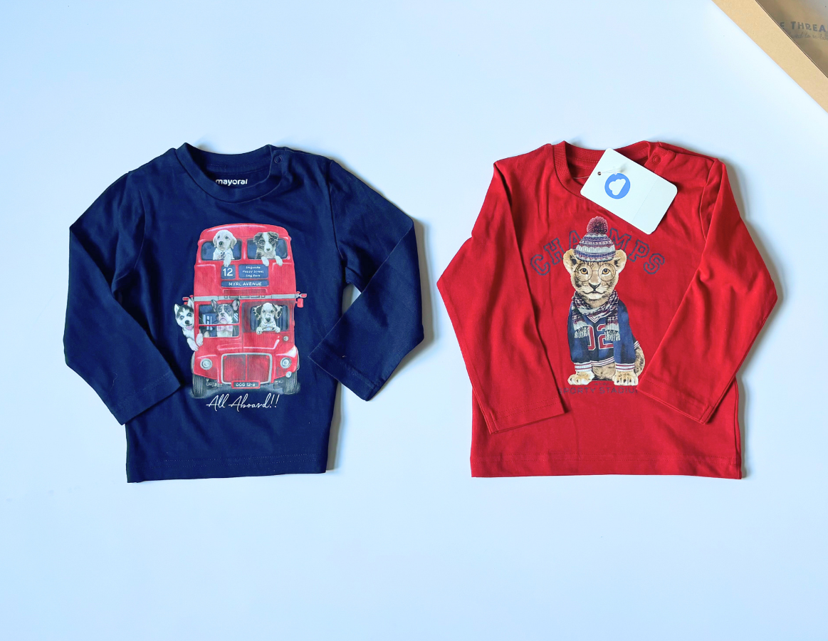 Mayoral Boys Long Sleeve T-shirt Duo 9-12m - BRAND NEW