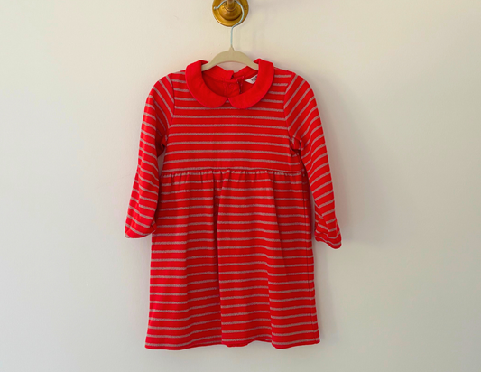 Mini Boden Red & Gold Candy Stripe Dress