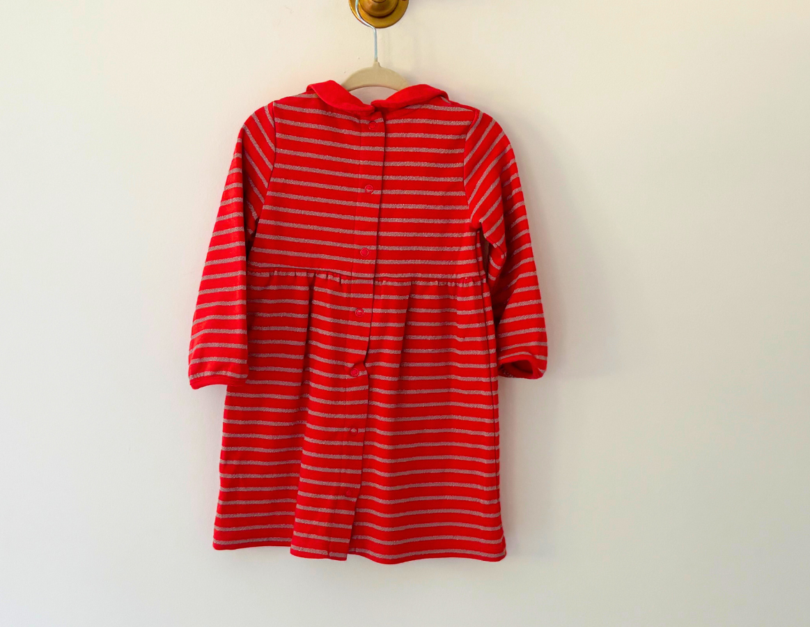 Mini Boden Red & Gold Candy Stripe Dress