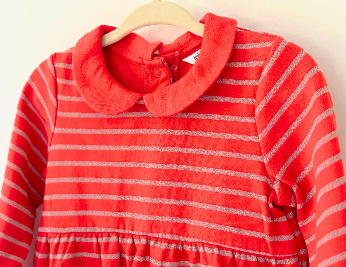 Mini Boden Red & Gold Candy Stripe Dress