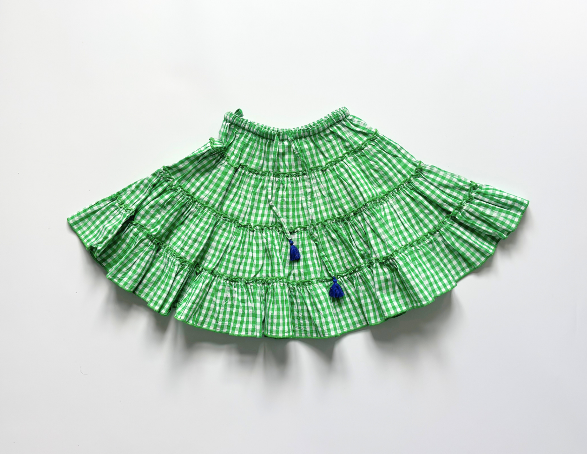 Little Seraphine gingham tiered skirt