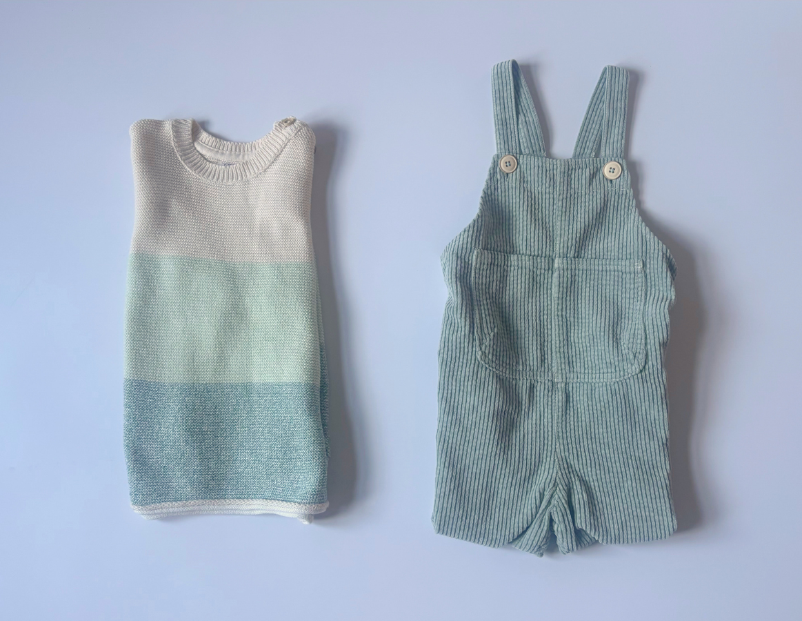 Zara Boys Teal Jumper & Dungaree Duo 3-4y