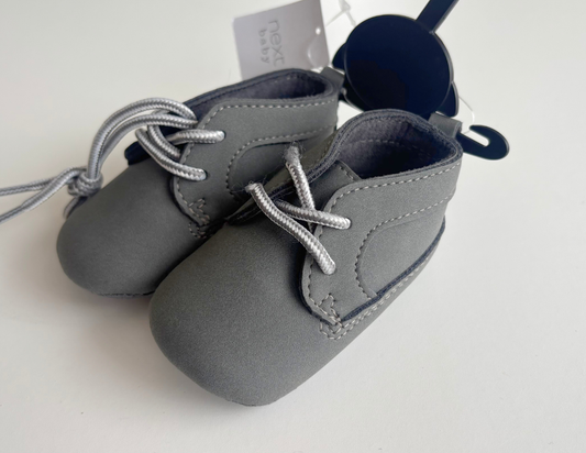 Next grey faux leather baby shoes
