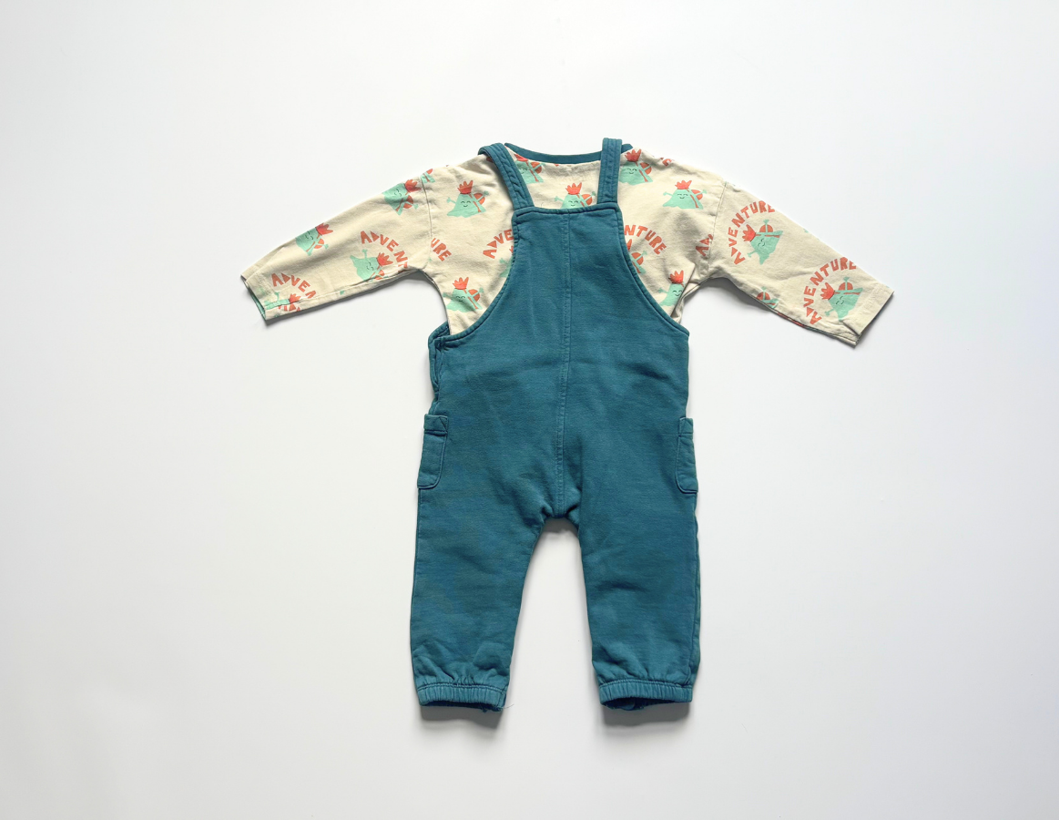 John Lewis boys dungaree & top set