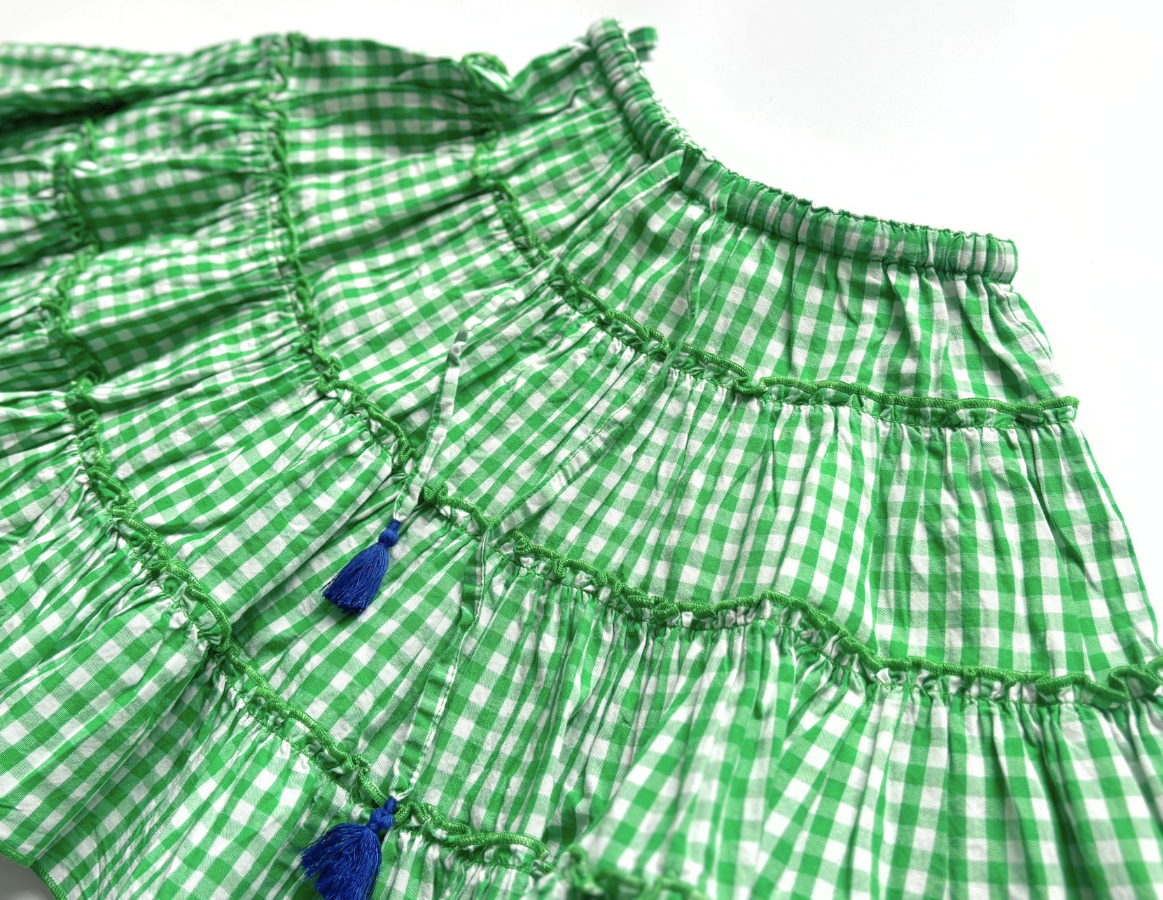 Little Seraphine gingham tiered skirt