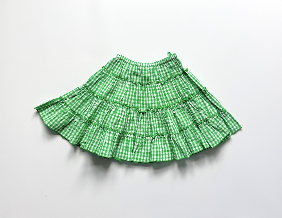 Little Seraphine gingham tiered skirt