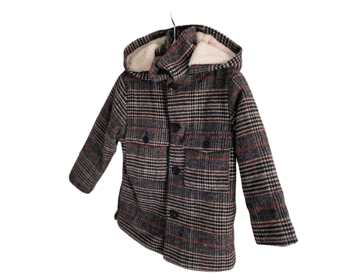 Zara Fleece Lined Herringbone Coat
