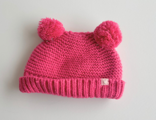 Joules Knitted Pink Bobble Hat