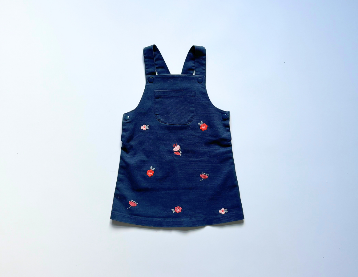 M&S navy floral dungaree dress