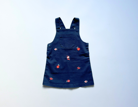 M&S navy floral dungaree dress