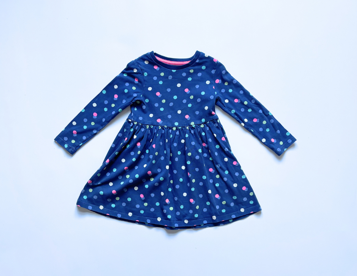 M&S girls navy polka dot dress
