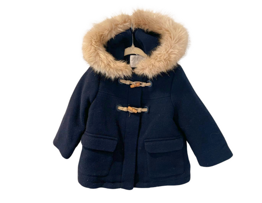 Zara Corduroy Coat with Faux Fur Hood