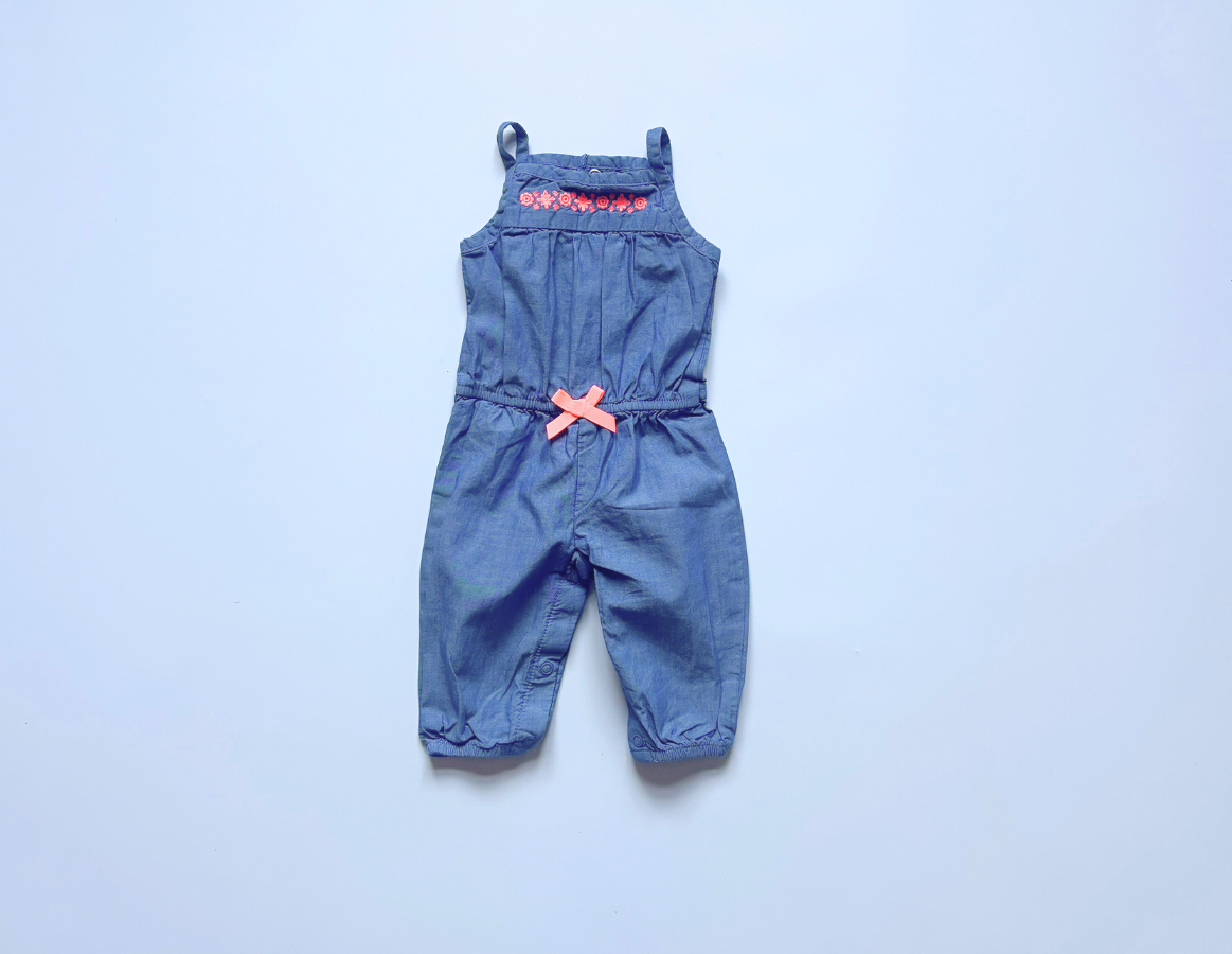 Carters denim blue & neon pink jumpsuit