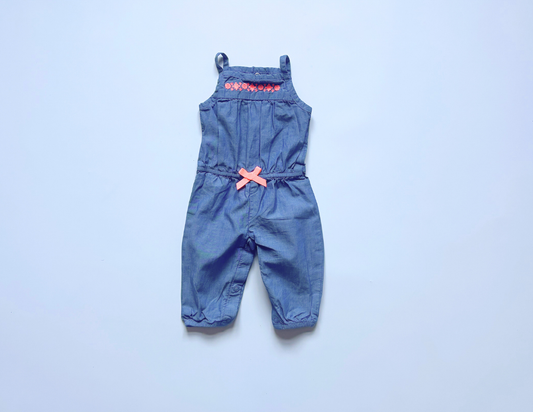 Carters denim blue & neon pink jumpsuit