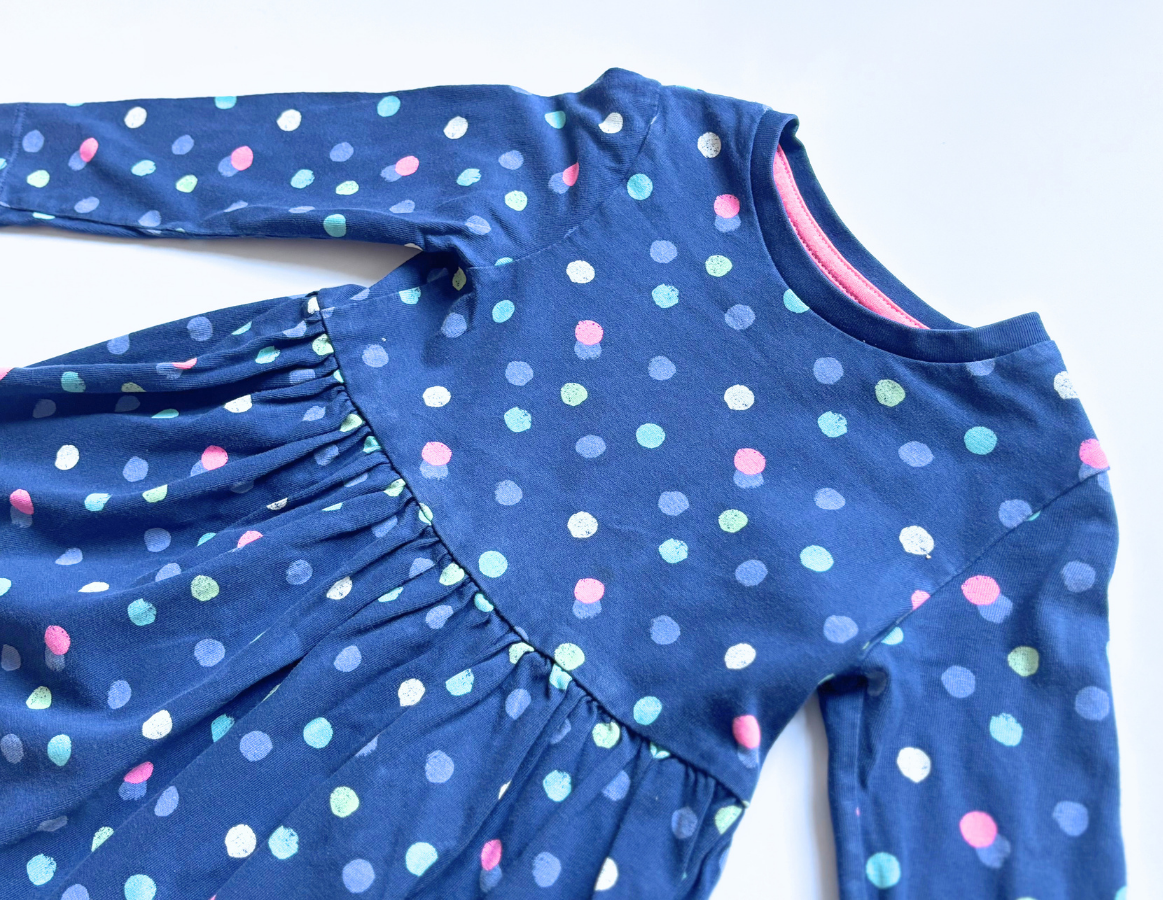 M&S girls navy polka dot dress