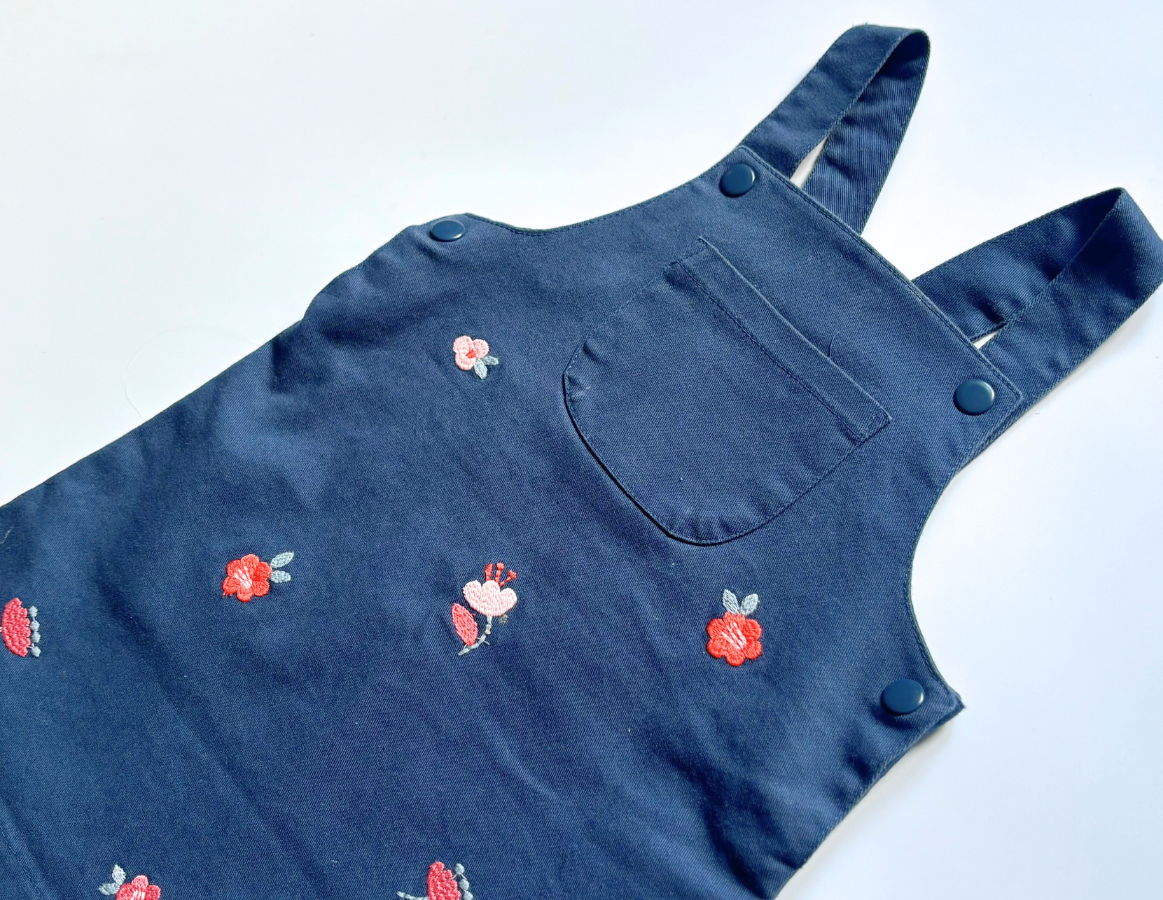 M&S navy floral dungaree dress