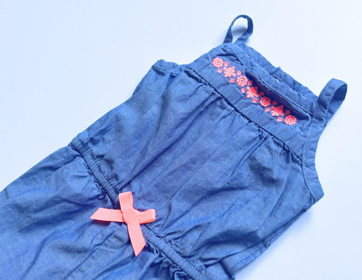 Carters denim blue & neon pink jumpsuit