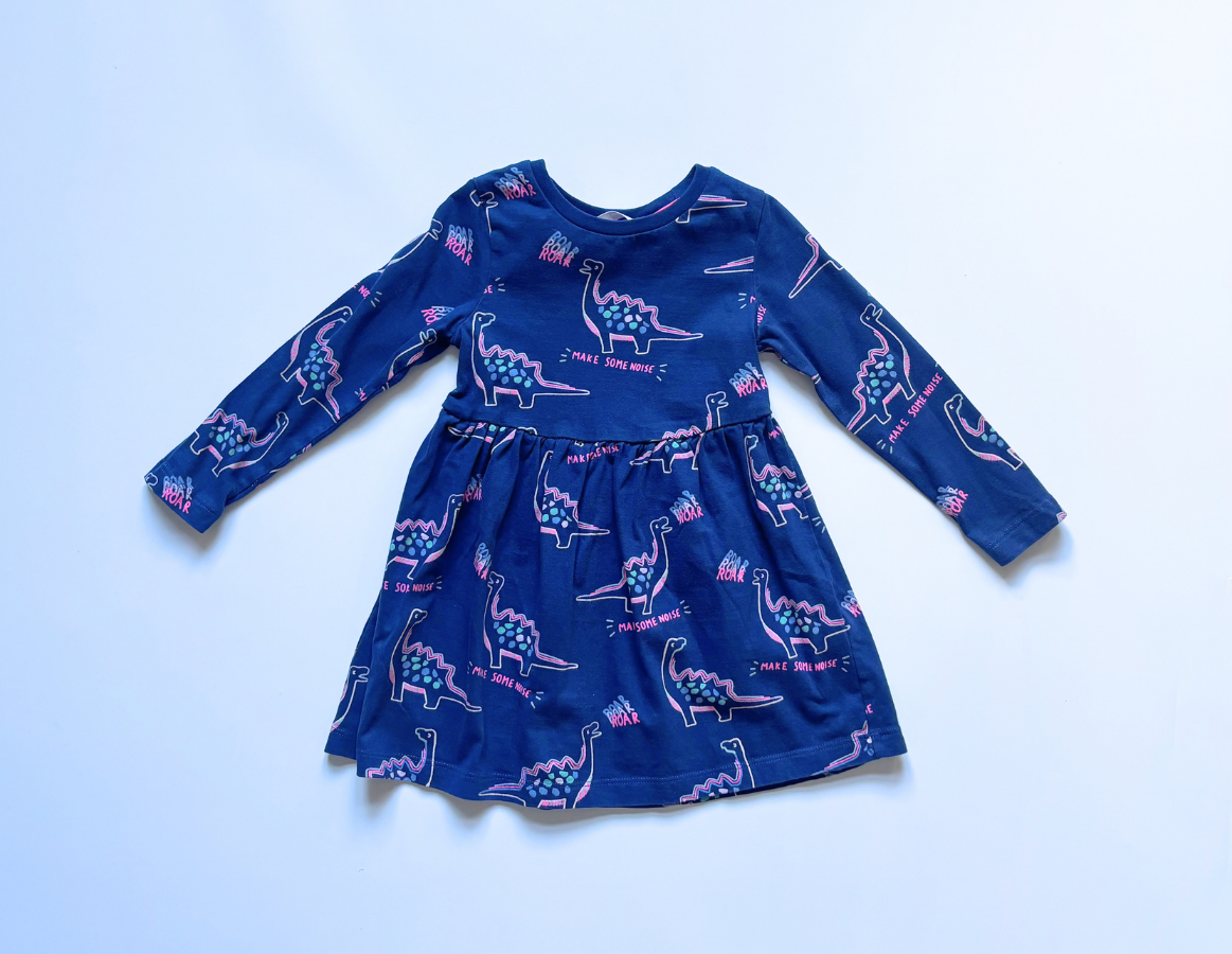 M&S girls dinosaur long sleeve dress