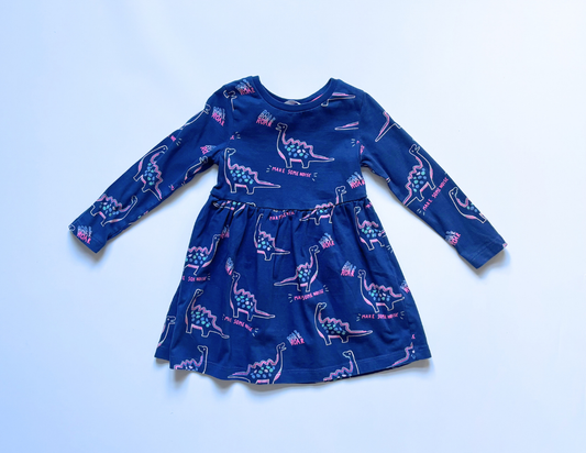 M&S girls dinosaur long sleeve dress
