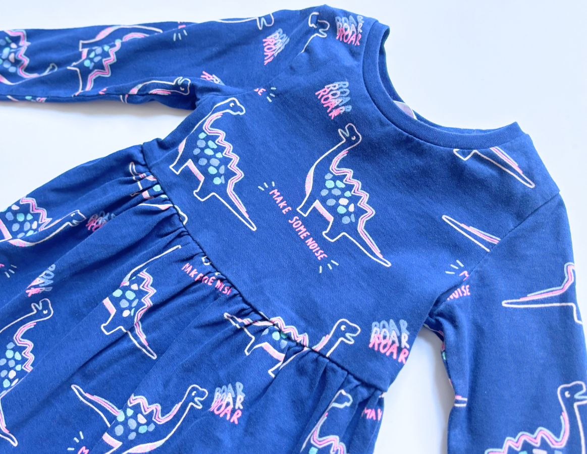 M&S girls dinosaur long sleeve dress