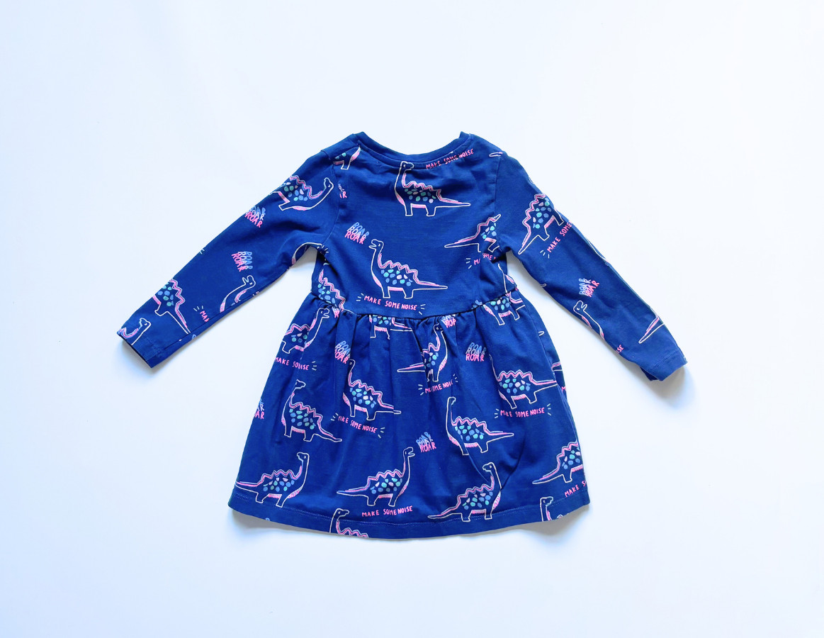 M&S girls dinosaur long sleeve dress